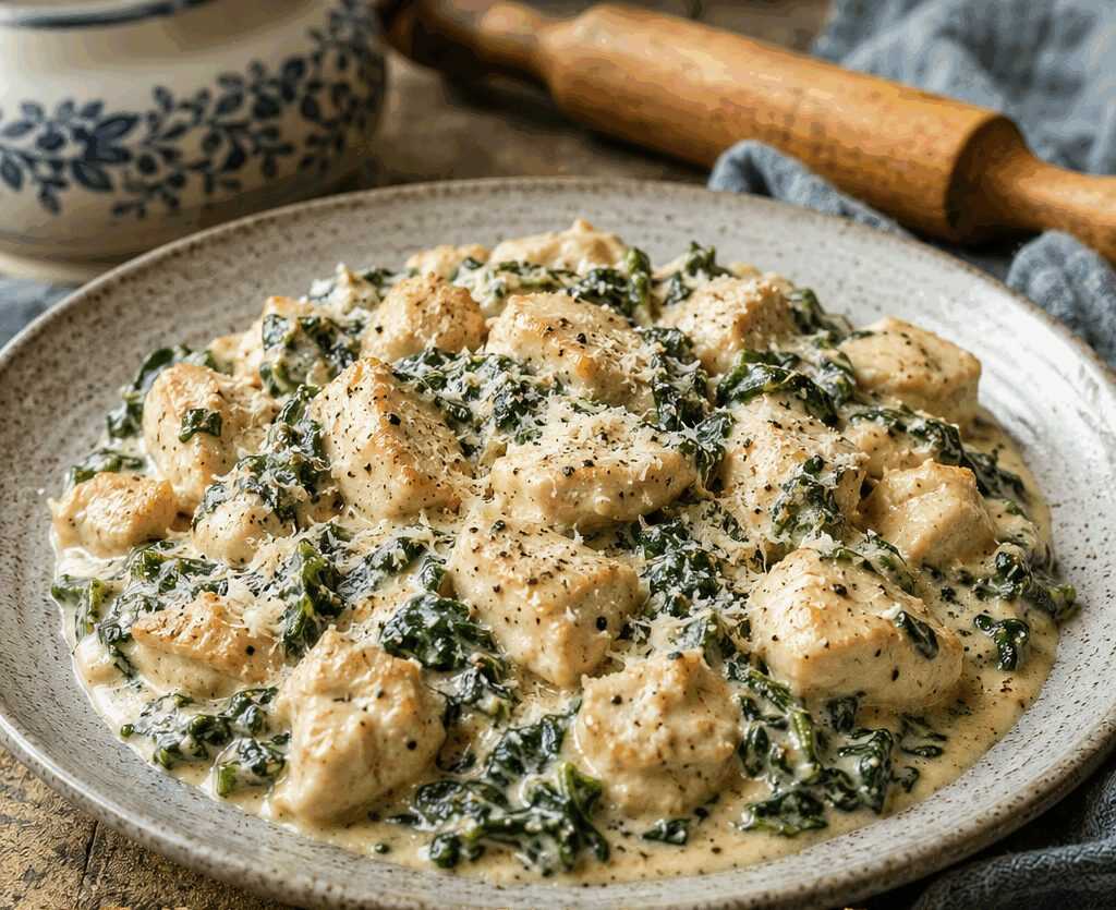 Bocconcini di Pollo Cremosi agli Spinaci