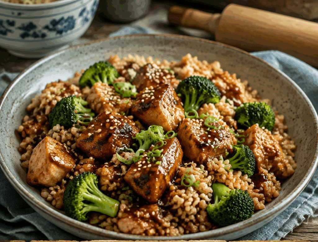 Bowl di Riso Integrale Teriyaki con Pollo