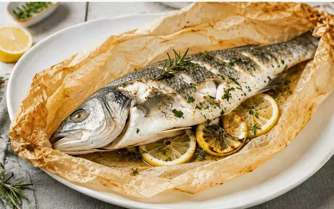 Branzino al Cartoccio con Erbe Aromatiche: la Ricetta Leggera e Profumata Perfetta per una Cena Elegante