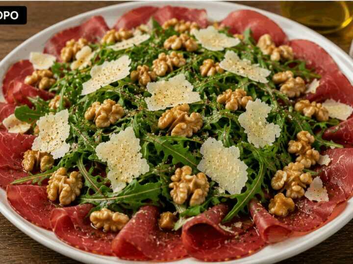 Bresaola con Rucola, Grana e Noci: un Antipasto Fresco, Elegante e Ricco di Sapore
