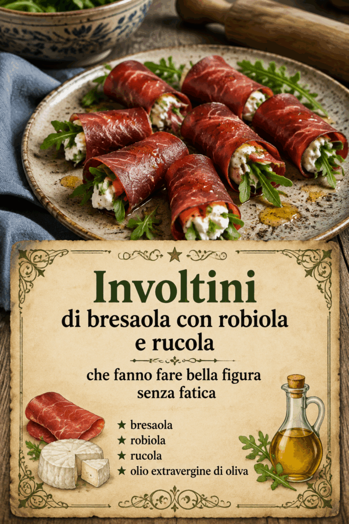 Involtini di bresaola con robiola e rucola che fanno fare bella figura senza fatica