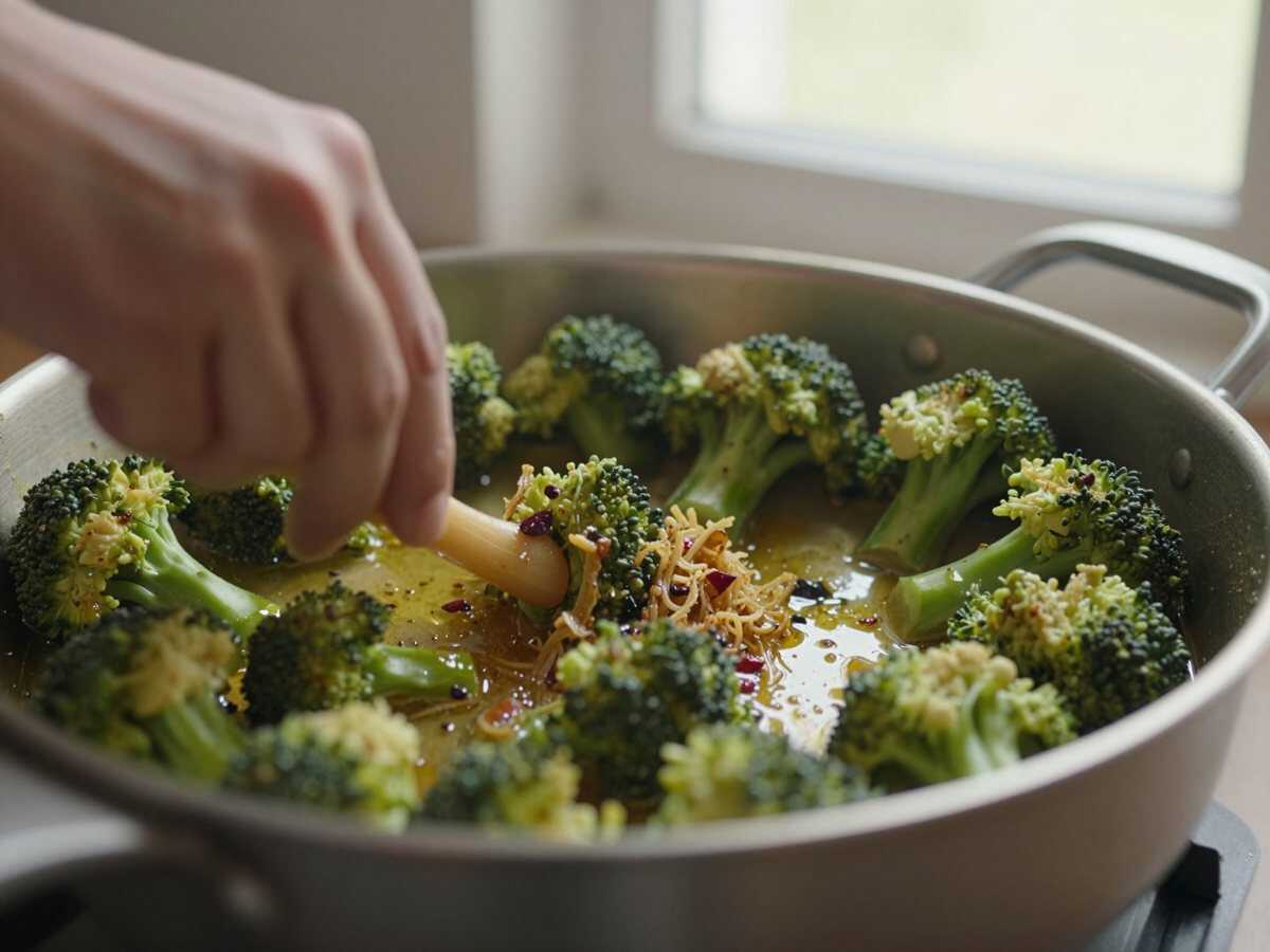 3. Preparare il soffritto — Broccoli Saltati con Aglio e Peperoncino: la Ricetta Semplice e Saporita che Piace a Tutti