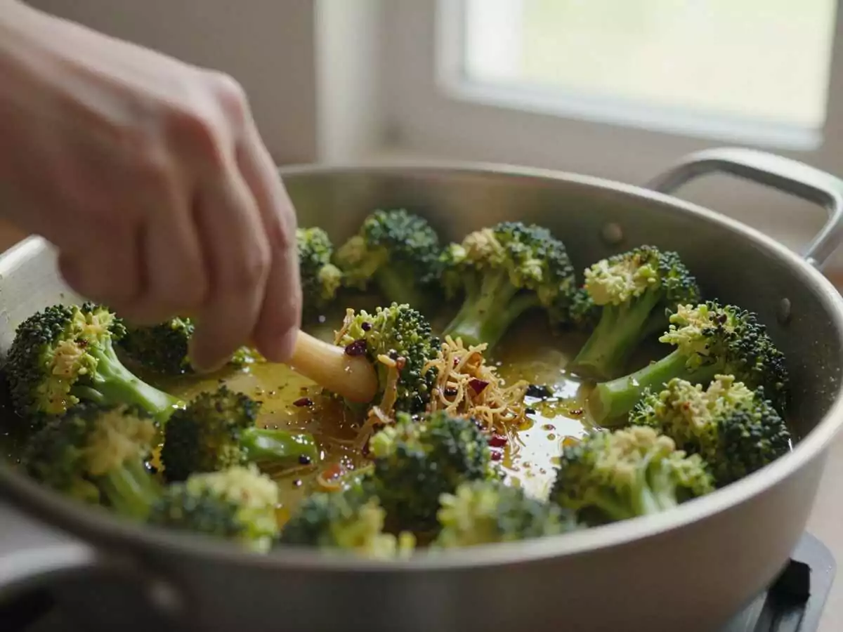 3. Preparare il soffritto — Broccoli Saltati con Aglio e Peperoncino: la Ricetta Semplice e Saporita che Piace a Tutti