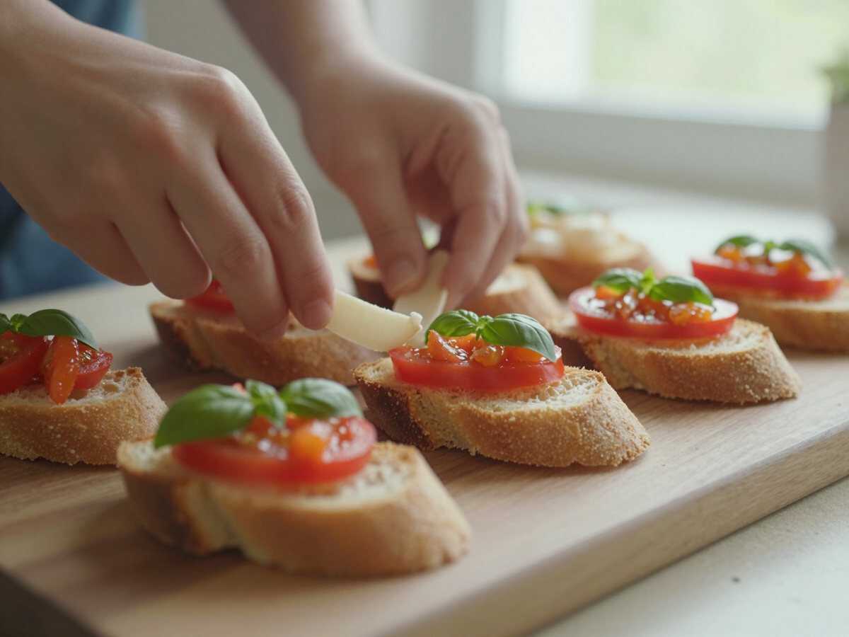 Profuma le bruschette — Bruschette al pomodoro e basilico in versione mini per la festa dei bambini