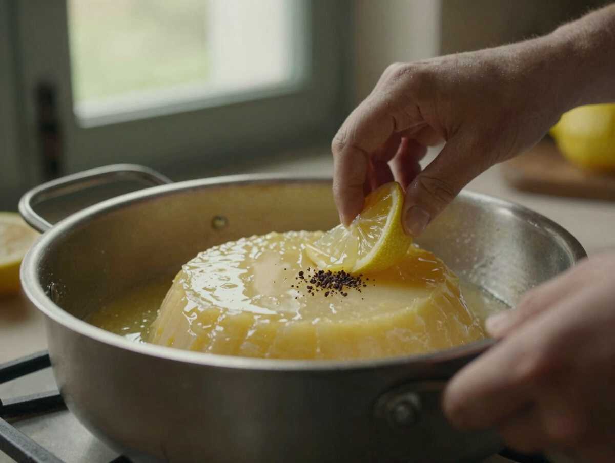 Un passaggio della preparazione — Budino al Limone: il Dolce Cremoso e Profumato della Tradizione Italiana