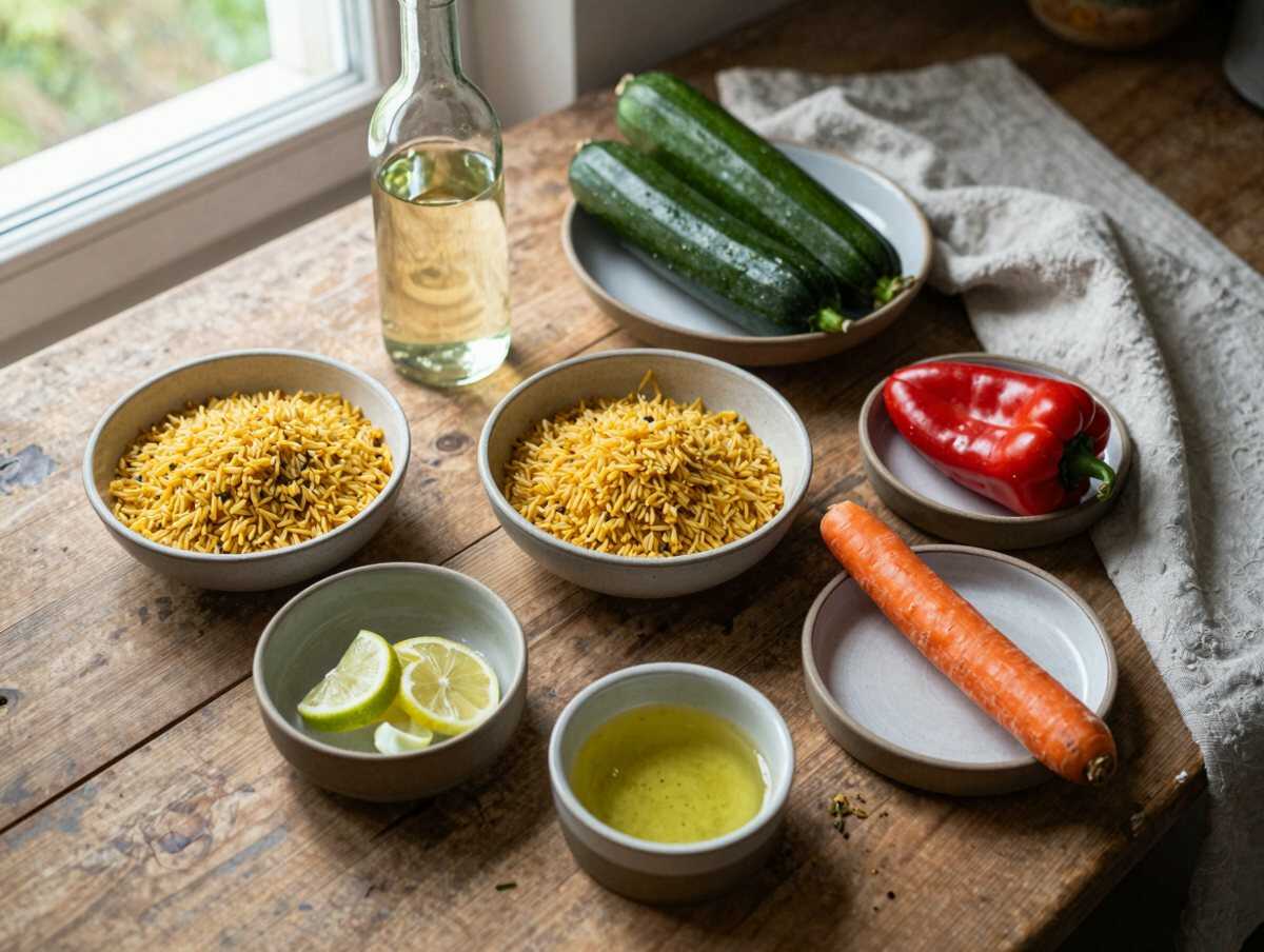 Gli ingredienti per Bulgur con Verdure Croccanti e Limone