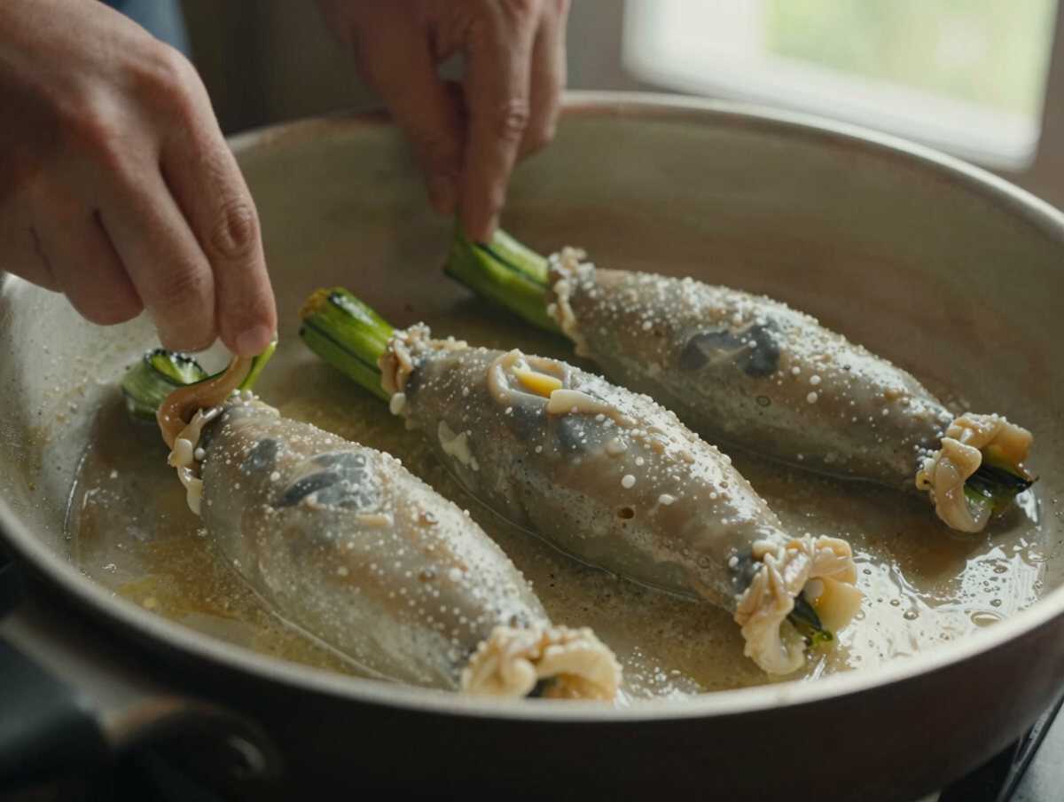 Aggiungi i calamari — Calamarata con Zucchine e Calamari