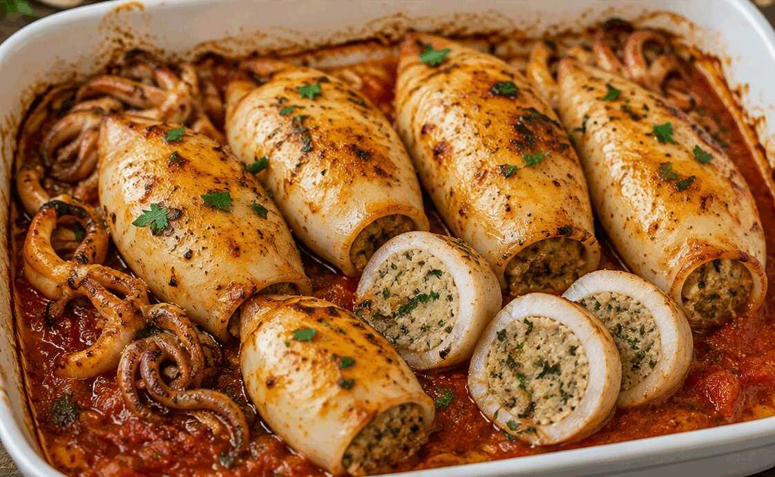 Calamari Ripieni al Forno: la Ricetta Tradizionale Gustosa e Profumata che Conquista Tutti