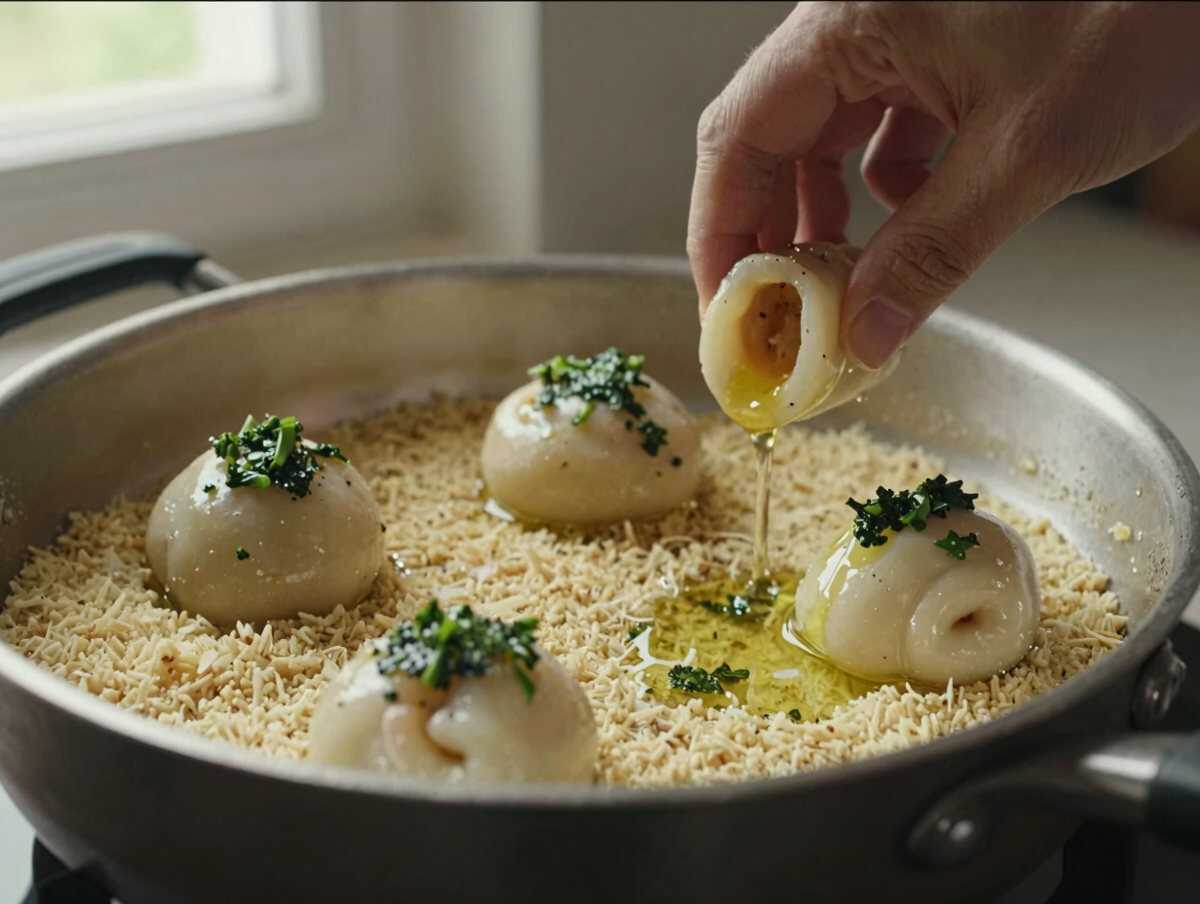 5. Preparare il sugo — Calamari ripieni di pangrattato, pecorino ed erbe fresche