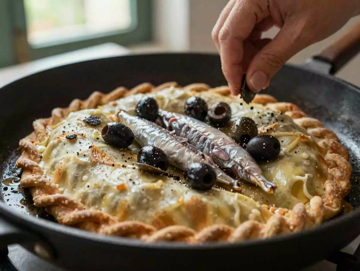 4. Completare il ripieno — Calzone di Cipolla alla Pugliese Puglia