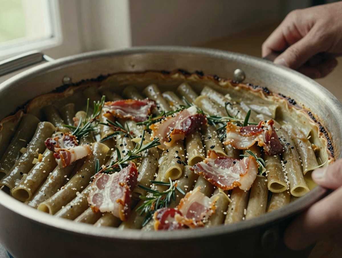 Un passaggio della preparazione — Cannellini al Forno con Rosmarino e Pancetta: un Piatto Rustico Ricco di Sapore