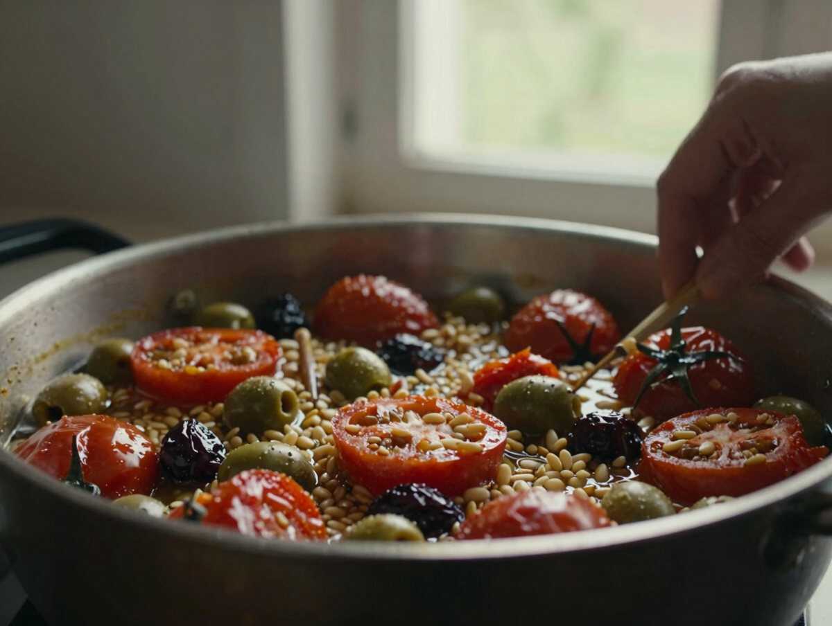4. Unire gli altri ingredienti — Caponata Siciliana Tradizionale: la Ricetta Agrodolce Ricca di Sapori Perfetta da Servire Fredda o Tiepida