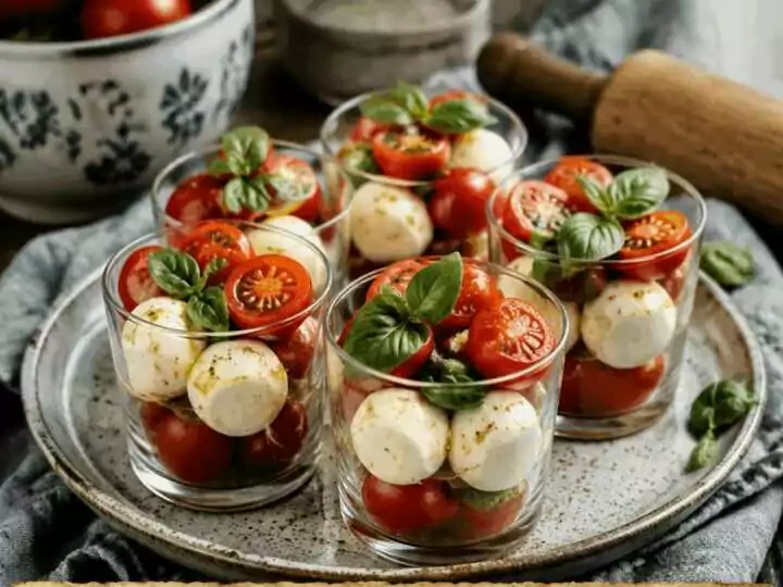 Caprese in bicchierini monoporzione, la ricetta salva-buffet dell’ultimo minuto