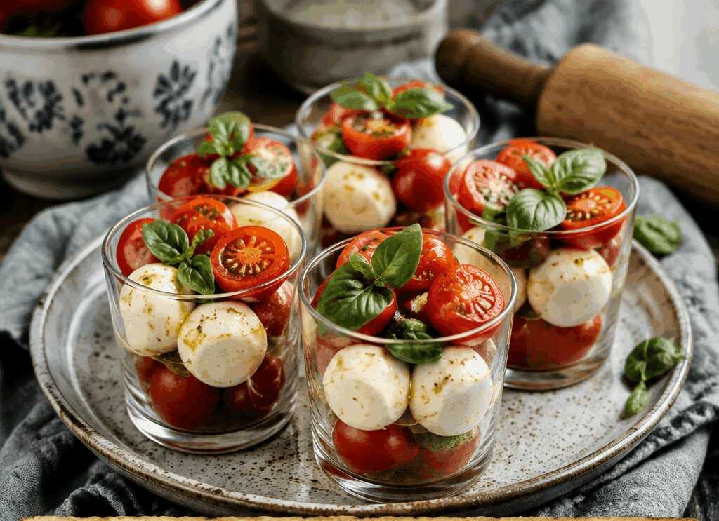 Caprese in bicchierini monoporzione, la ricetta salva-buffet dell’ultimo minuto
