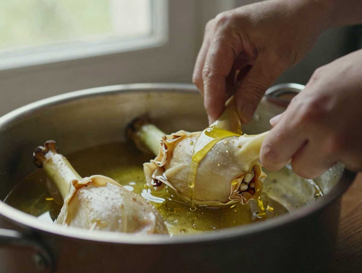 Un passaggio della preparazione — Carciofi Ripieni al Forno