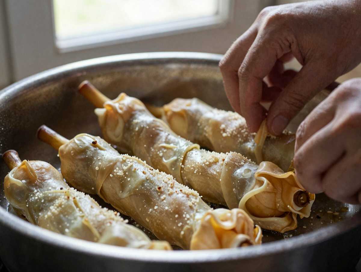 Un passaggio della preparazione — Carciofi Ripieni alla Siciliana con Pangrattato, Pecorino ed Erbe Aromatiche