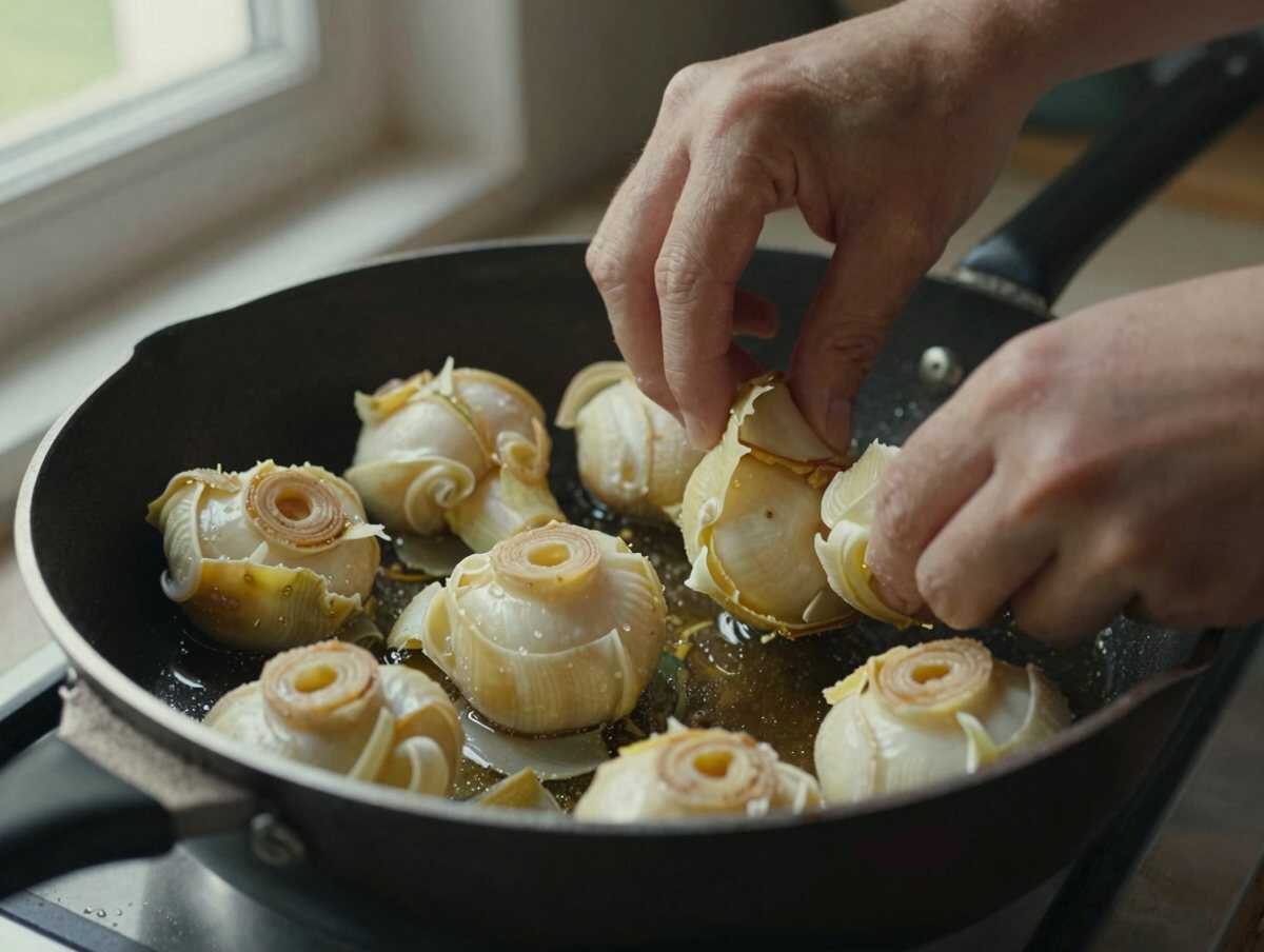 Un passaggio della preparazione — Carciofi Trifolati al Prezzemolo