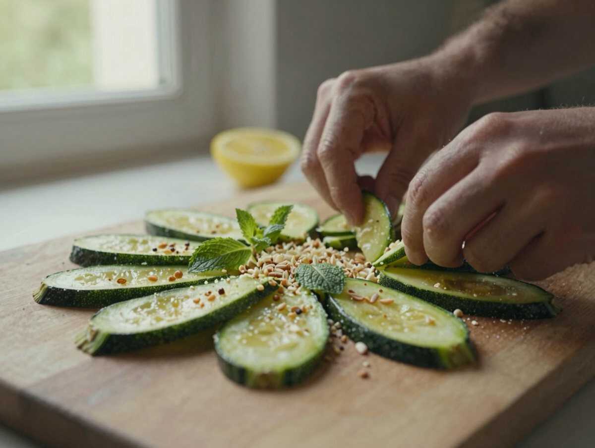 4. Aggiungere gli aromi — Carpaccio di Zucchine al Limone e Menta
