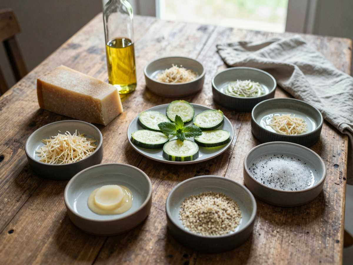 Gli ingredienti per Carpaccio di zucchine con grana in coppette, come in rosticceria ma fatto in casa