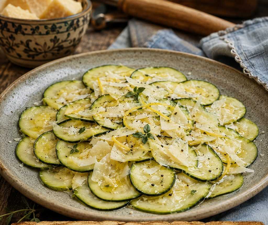 Carpaccio di zucchine con grana in coppette, come in rosticceria ma fatto in casa