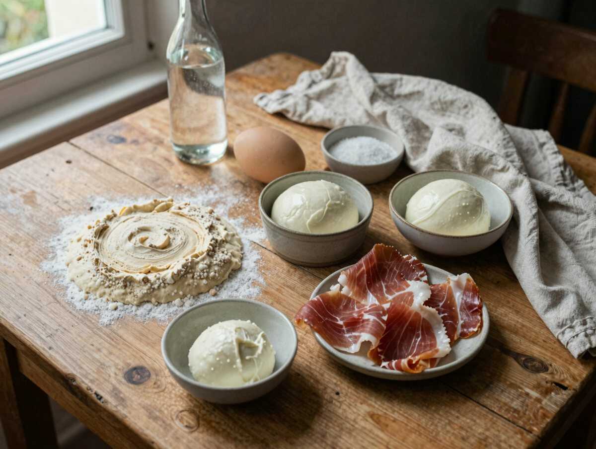 Gli ingredienti per Cartocciate catanesi con prosciutto e mozzarella, il finger food più richiesto alle feste