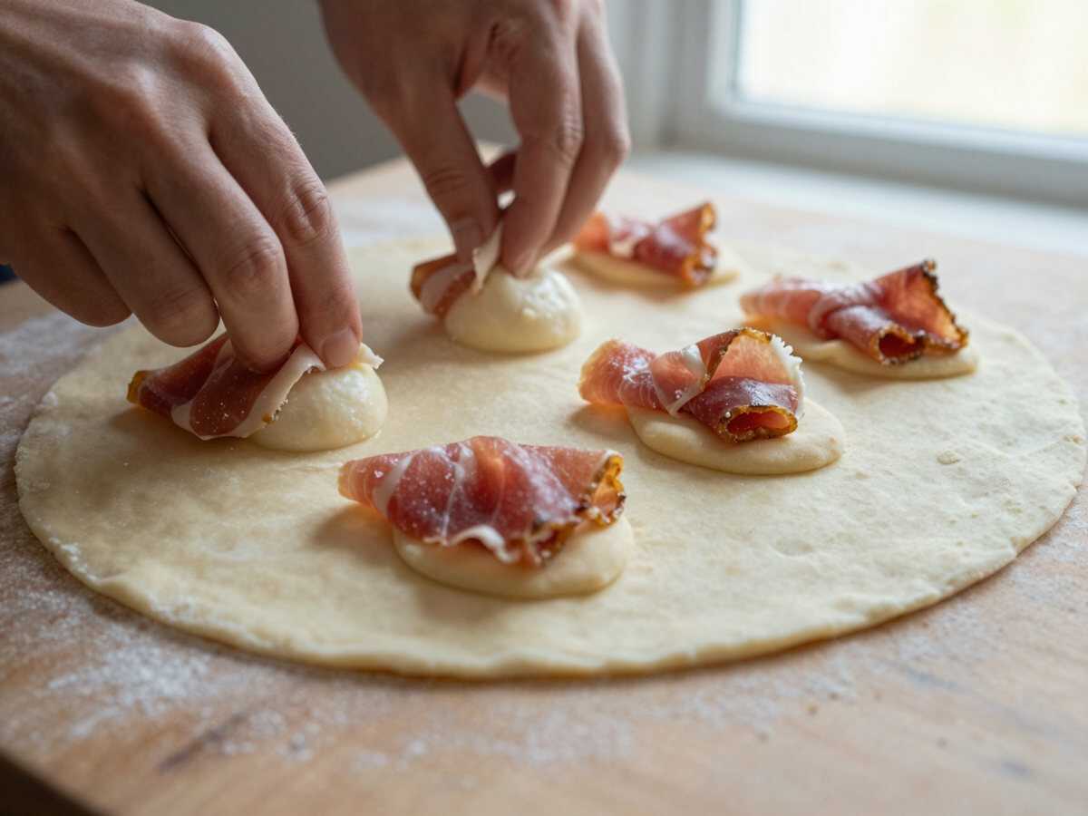 Formare le cartocciate — Cartocciate catanesi con prosciutto e mozzarella, il finger food più richiesto alle feste