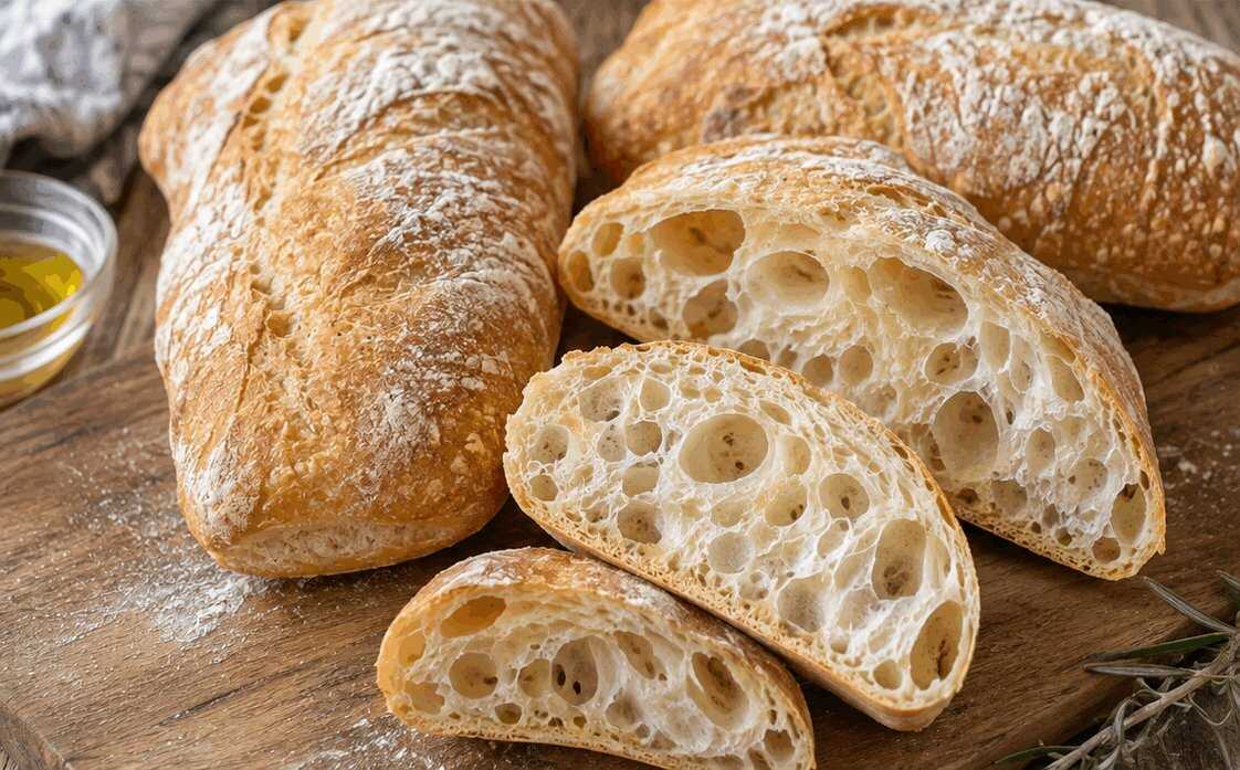 Ciabatta Croccante Fatta in Casa: la Ricetta Artigianale con Mollica Leggera e Alveolata