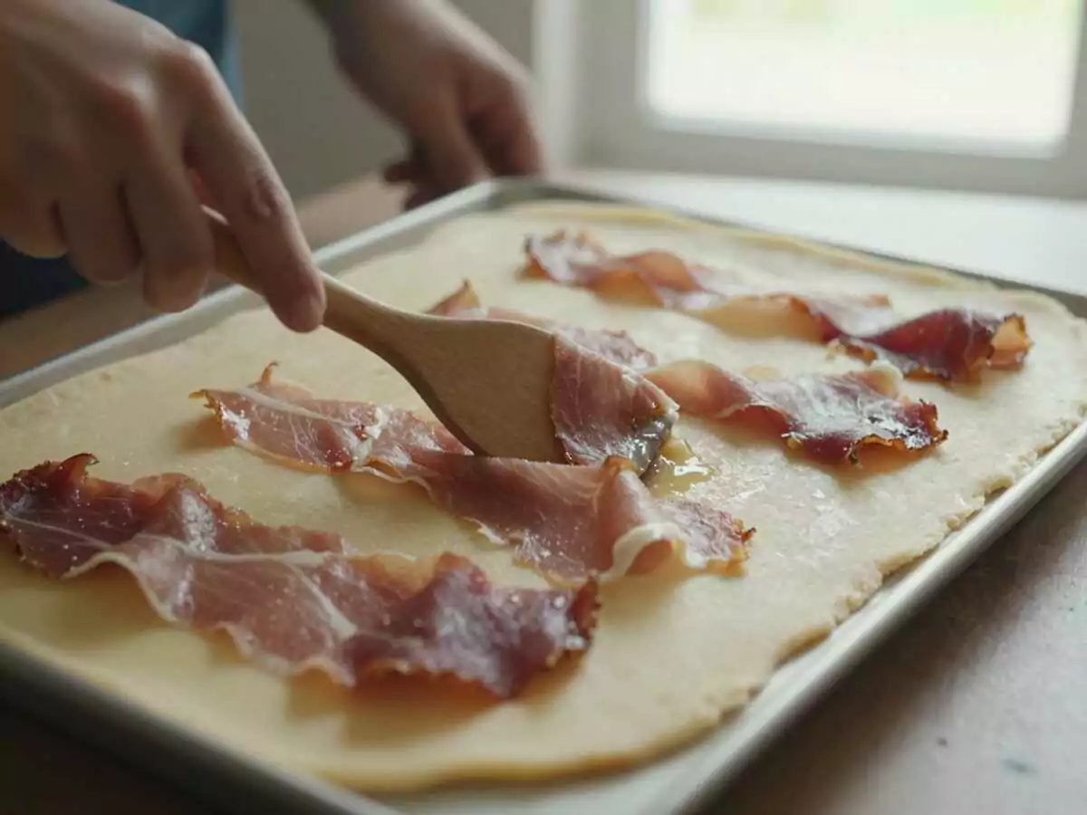 Aggiungi prosciutto e formaggio — Ciambella salata con prosciutto e formaggio da congelare a fette, pronta all’ultimo momento