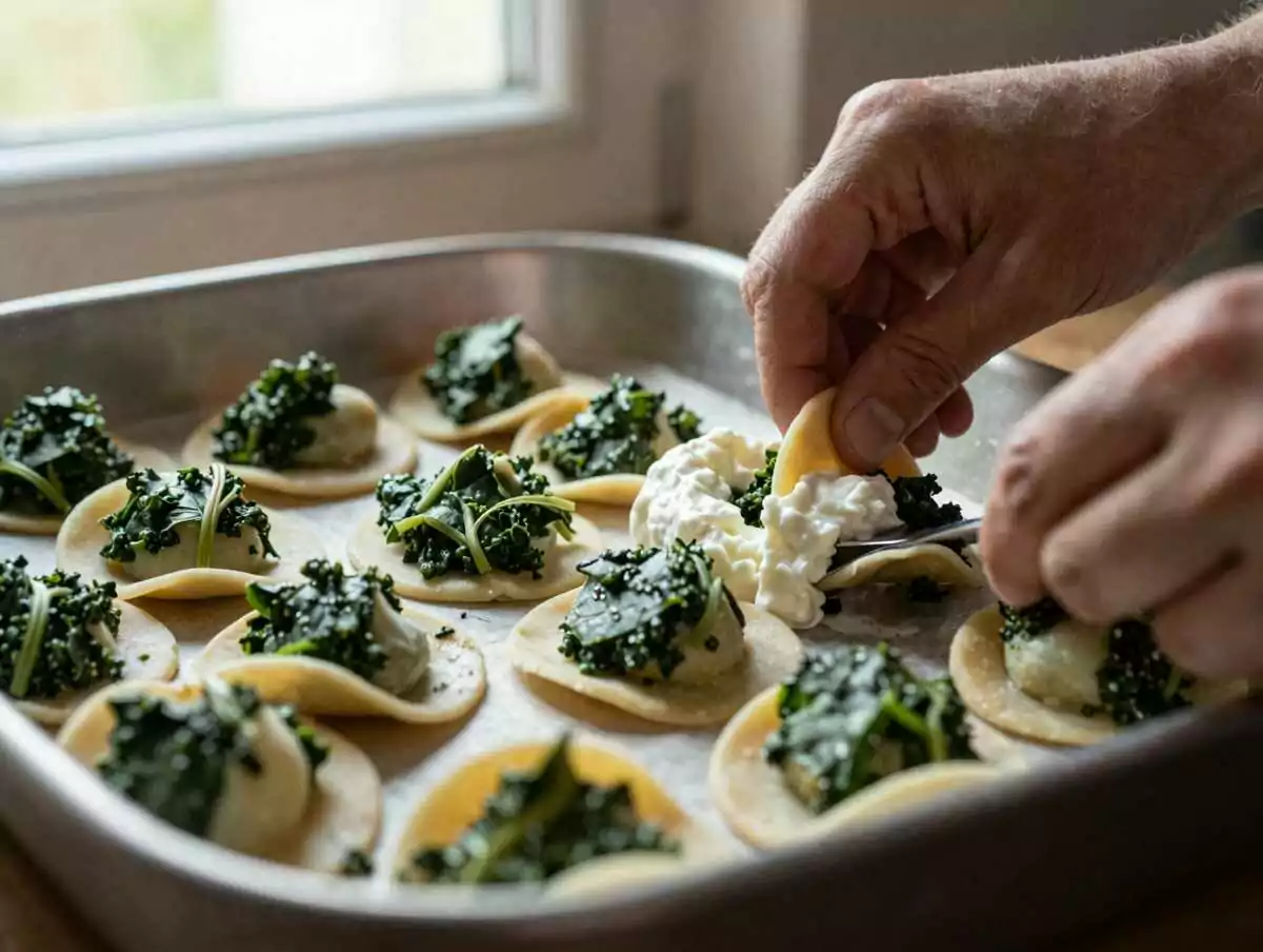 Un passaggio della preparazione — Conchiglioni Ripieni di Ricotta e Spinaci: la Ricetta Gratinata dal Cuore Morbido e Gustoso