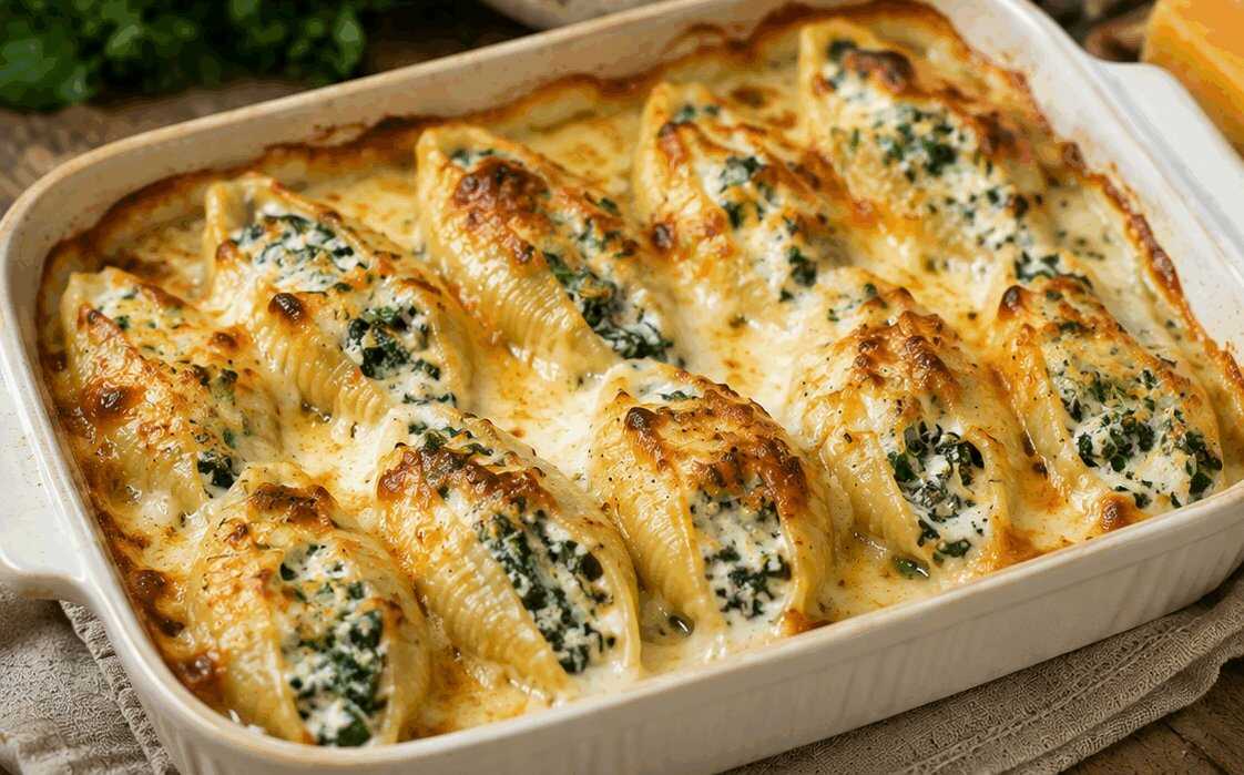 Conchiglioni Ripieni di Ricotta e Spinaci: la Ricetta Gratinata dal Cuore Morbido e Gustoso