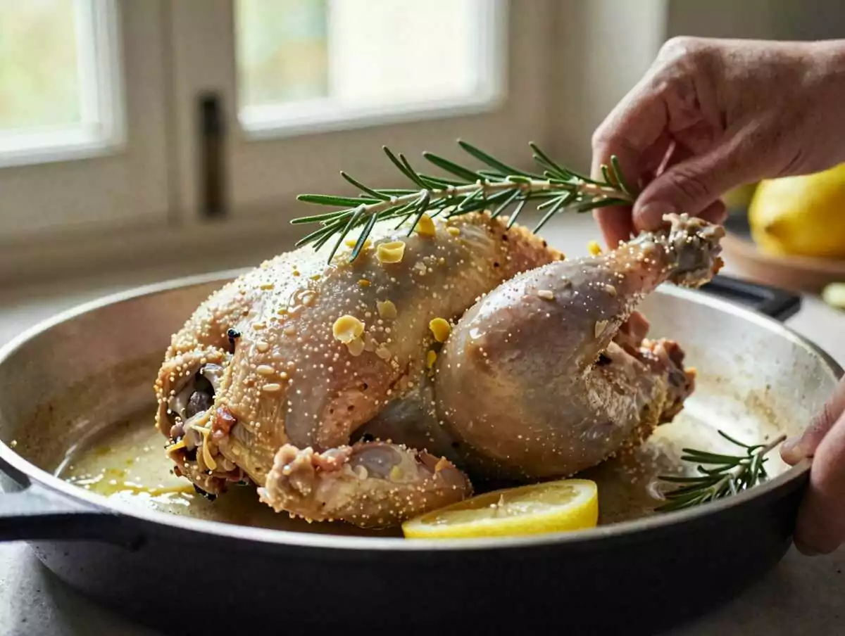 3. Disporre nella teglia — Cosce di Pollo al Rosmarino e Limone: la Ricetta Dorata e Succosa Perfetta per il Pranzo della Domenica
