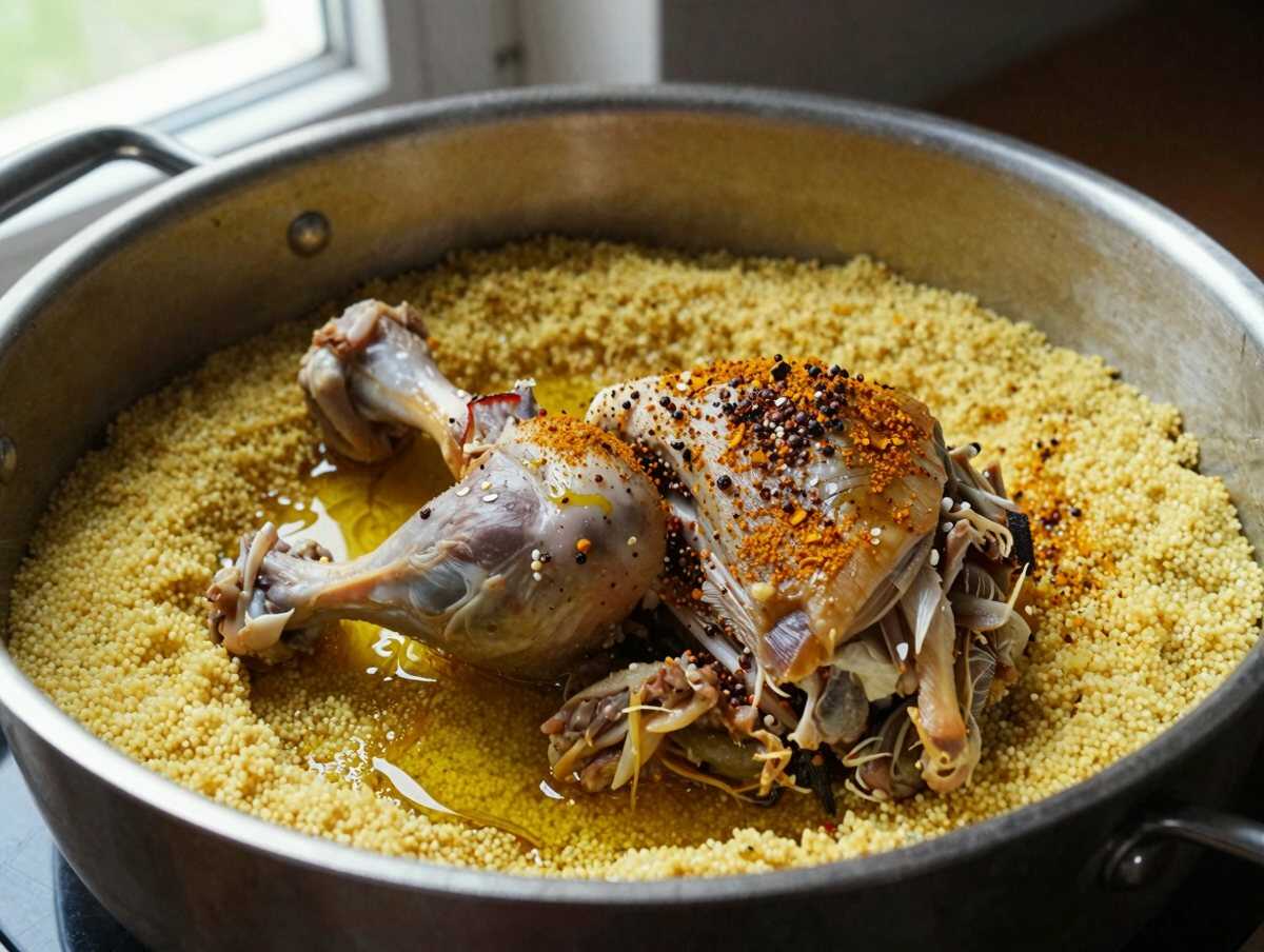Cuoci il pollo speziato — Cous Cous con Pollo e Verdure Speziate