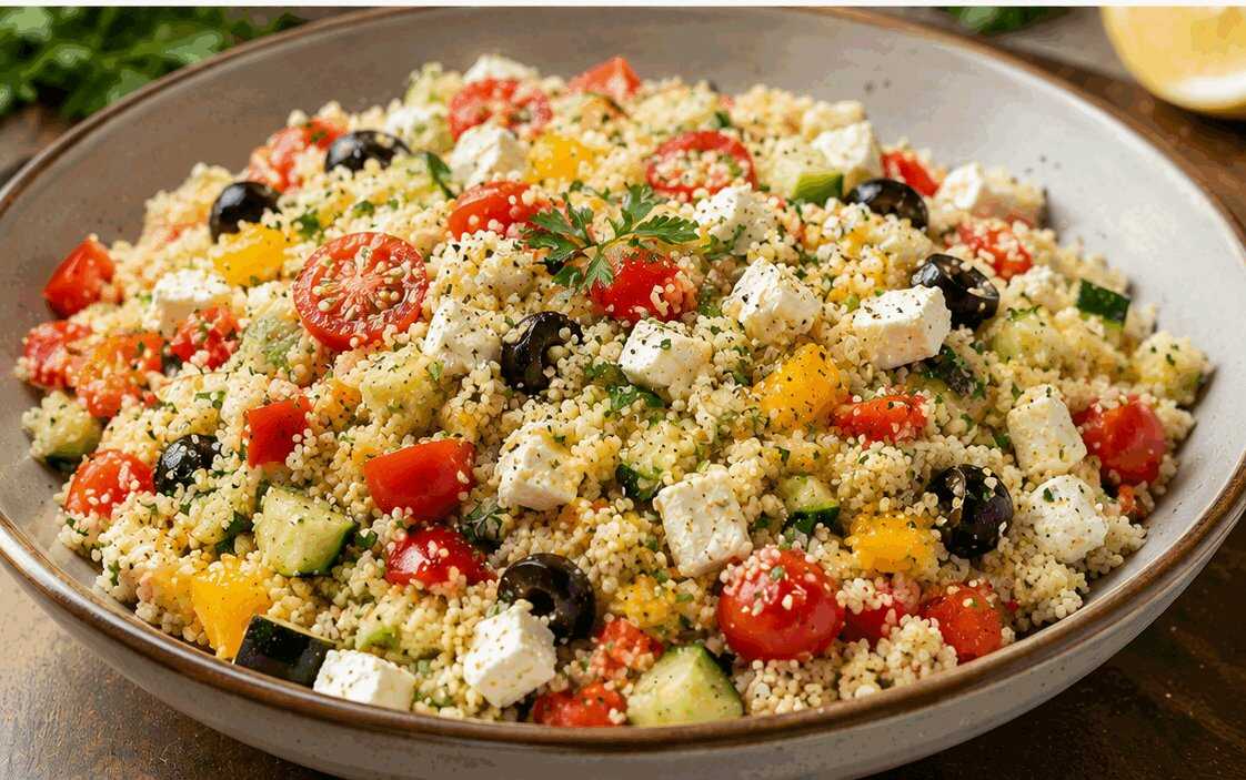 Cous Cous con Verdure e Feta: la Ricetta Colorata e Leggera Pronta in Meno di 20 Minuti
