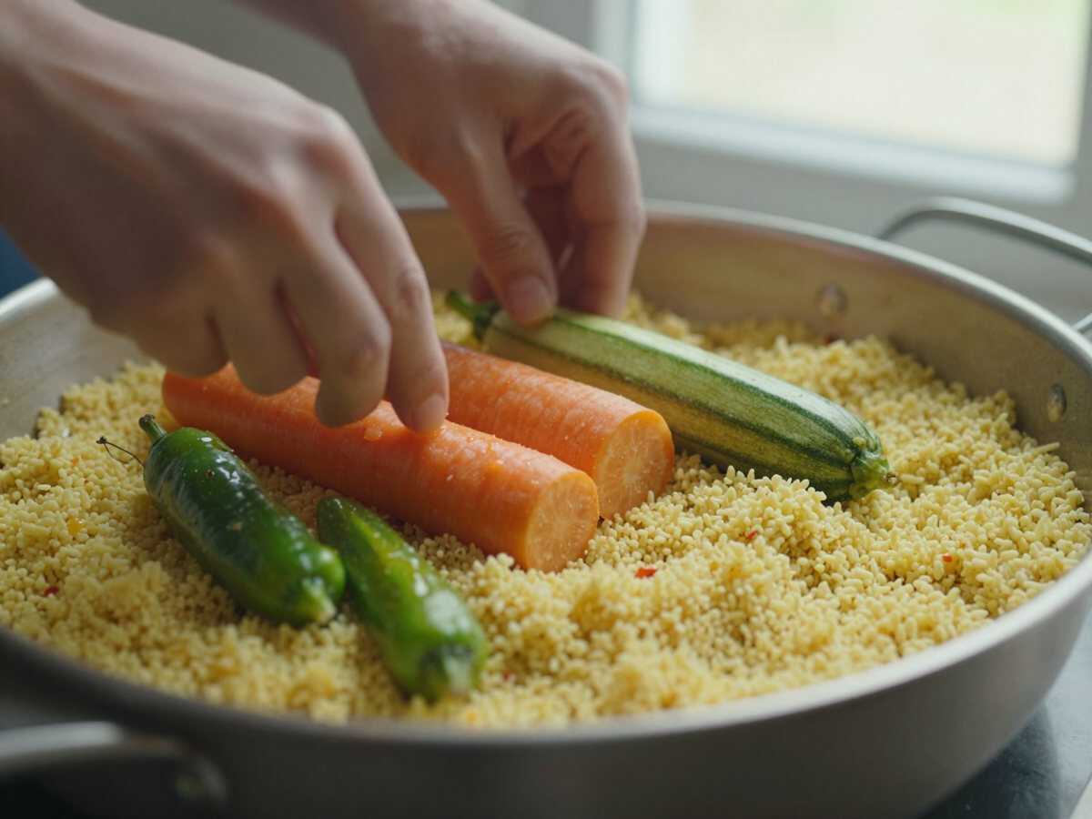 Saltare le verdure — Cous Cous di Verdure in 10 Minuti