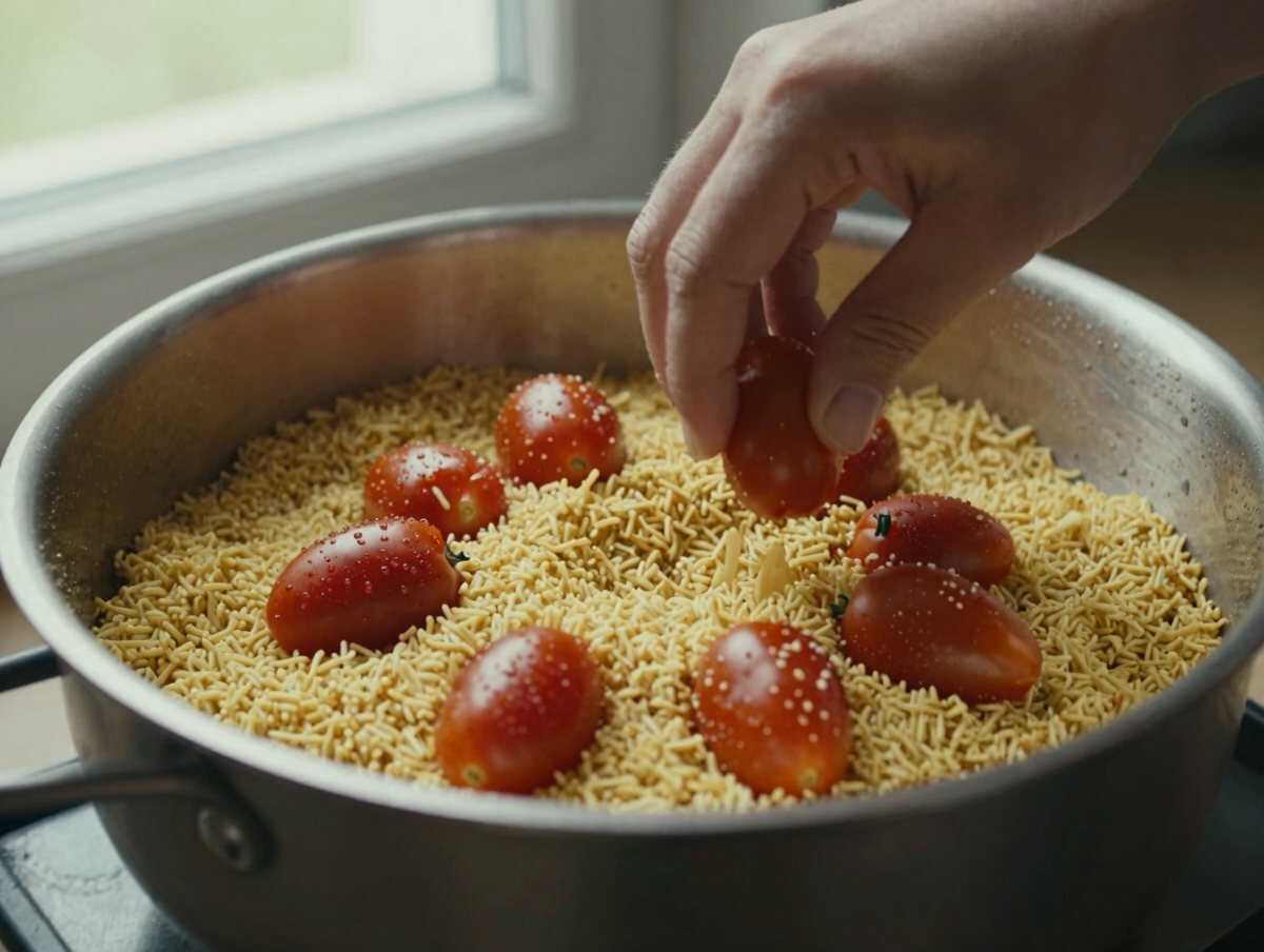 Cuocere il cous cous perlato — Cous Cous Perlato con Pomodorini Confit