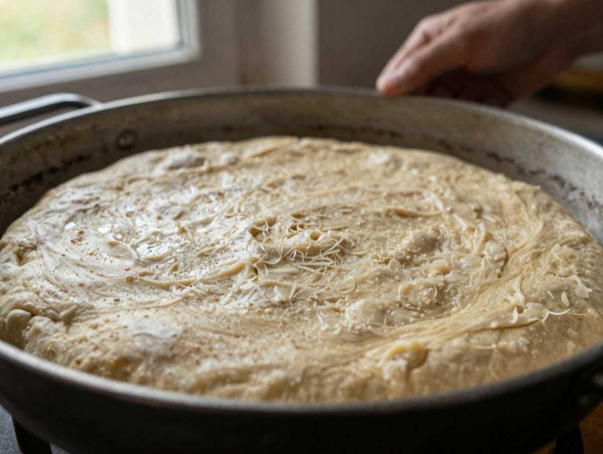 4. Prima lievitazione — Crescia di Pasqua umbra al Pecorino
