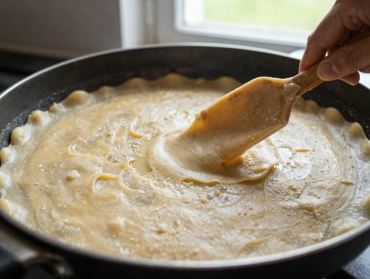2. Cuocere le crespelle — Crespelle ai Funghi e Fontina