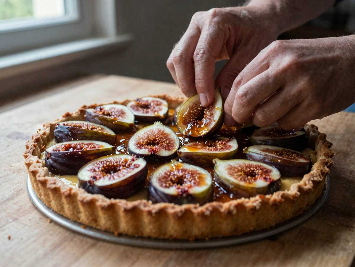 Un passaggio della preparazione — Crostata ai fichi freschi e confettura di albicocche