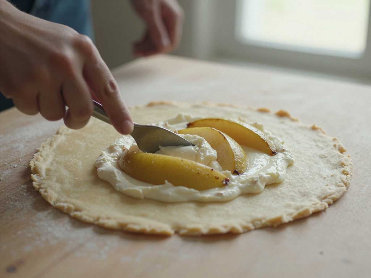 4. Assemblare la crostata — Crostata alla ricotta, pere e scaglie di mandorle