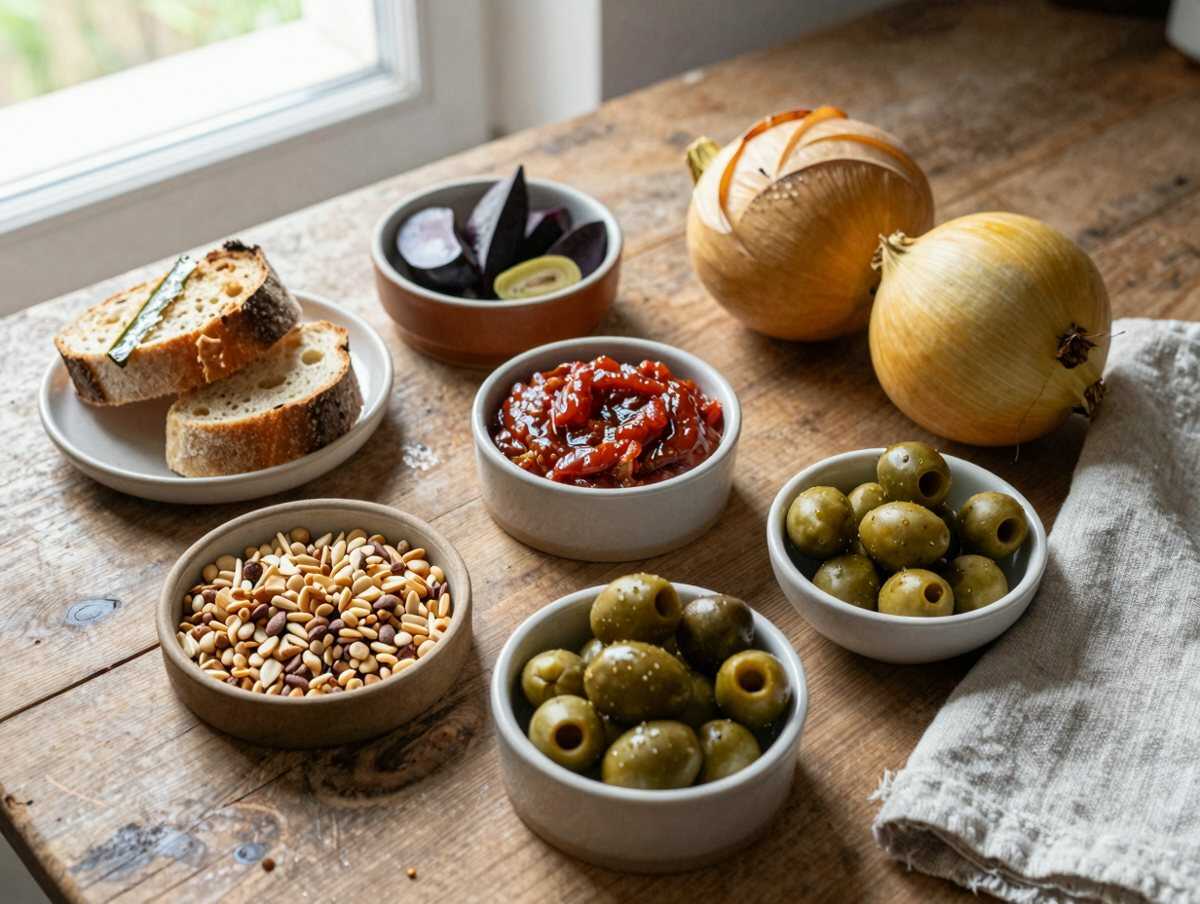Gli ingredienti per Crostini con caponata siciliana per stupire i suoceri al pranzo della domenica