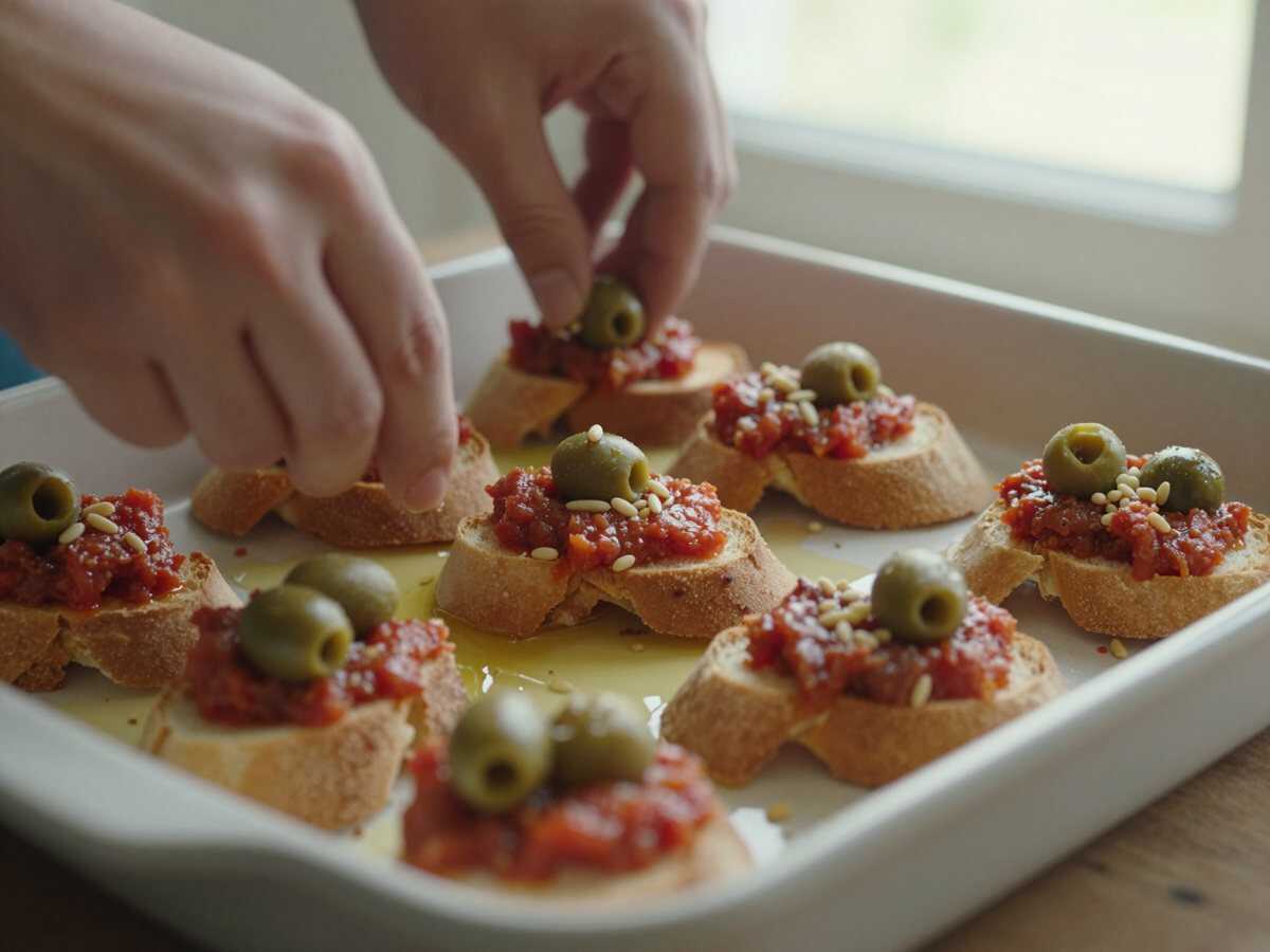 Cuocere la base della caponata — Crostini con caponata siciliana per stupire i suoceri al pranzo della domenica