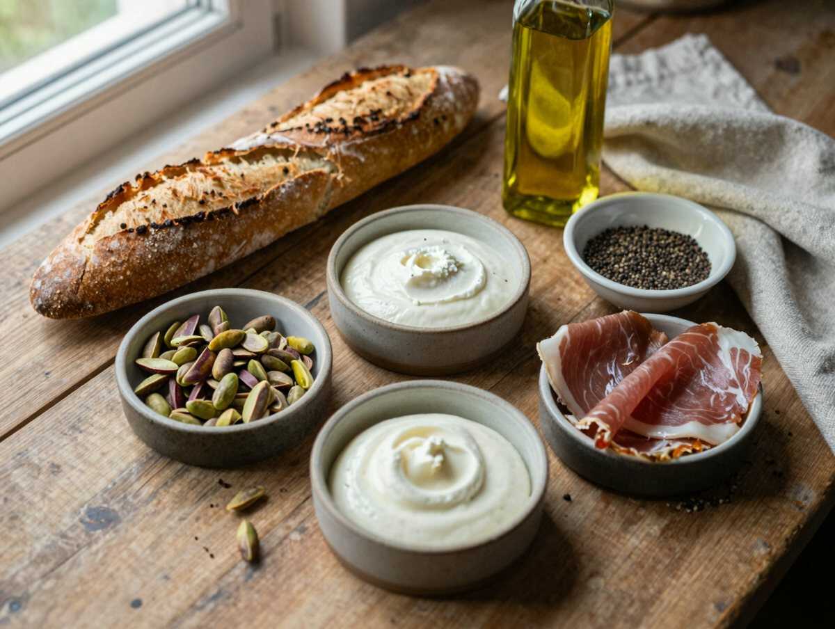 Gli ingredienti per Crostini con mousse di mortadella e pistacchi: come ottenere una mousse liscia come in gastronomia