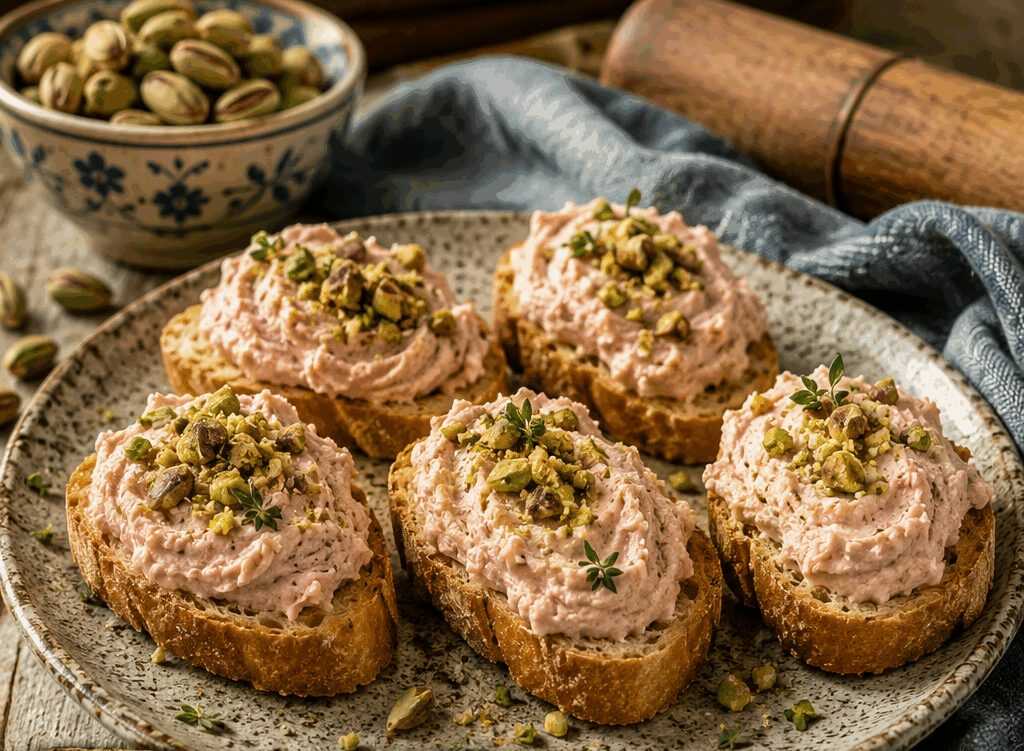 Crostini con mousse di mortadella e pistacchi: come ottenere una mousse liscia come in gastronomia