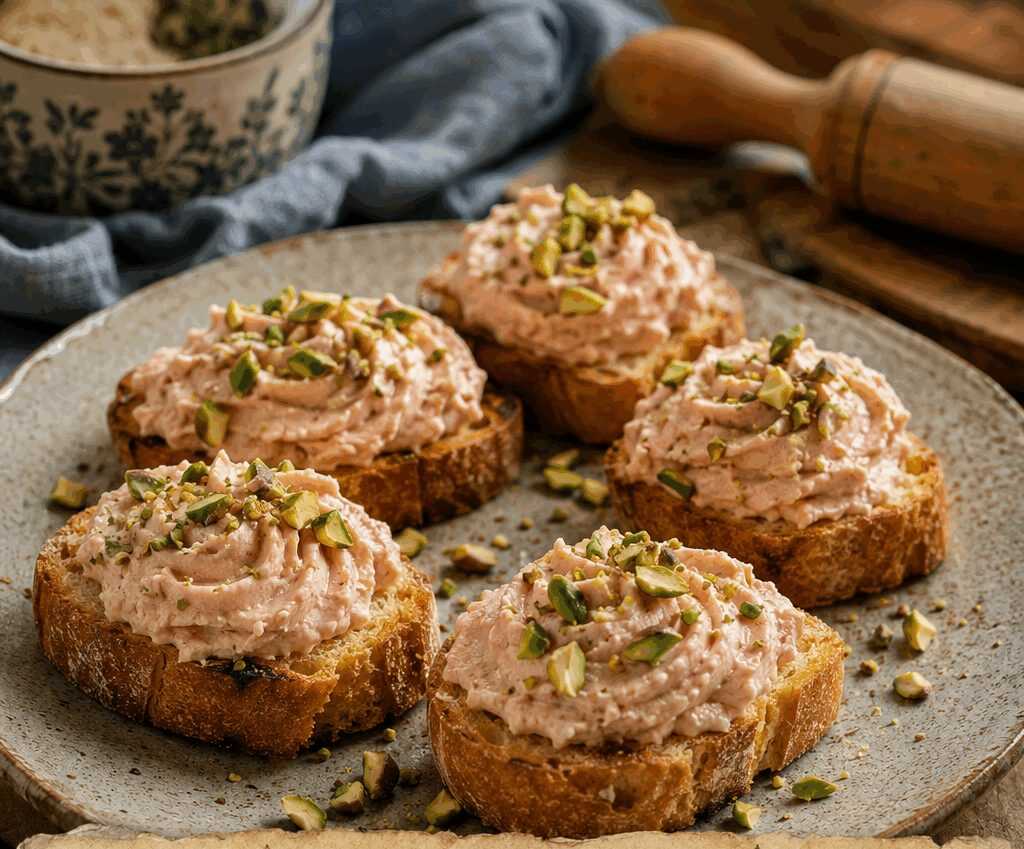 Crostini con mousse di mortadella e pistacchi in quindici minuti: la scaletta per l’ospite a sorpresa