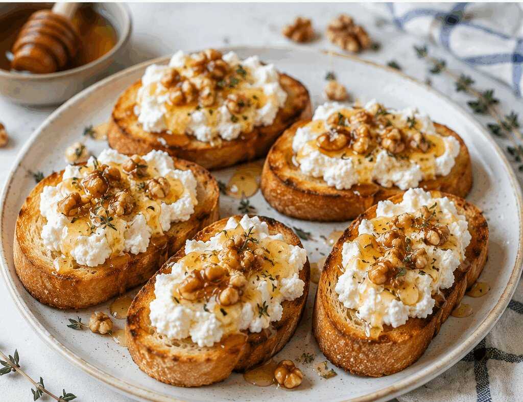 Crostini con Ricotta, Miele e Noci: la Ricetta Semplice e Sfiziosa Perfetta per Ogni Occasione
