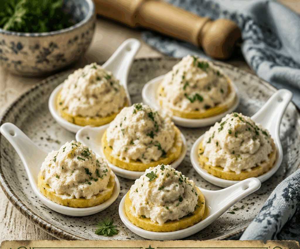 Cucchiaini da buffet con baccalà mantecato da portare al picnic di Pasquetta