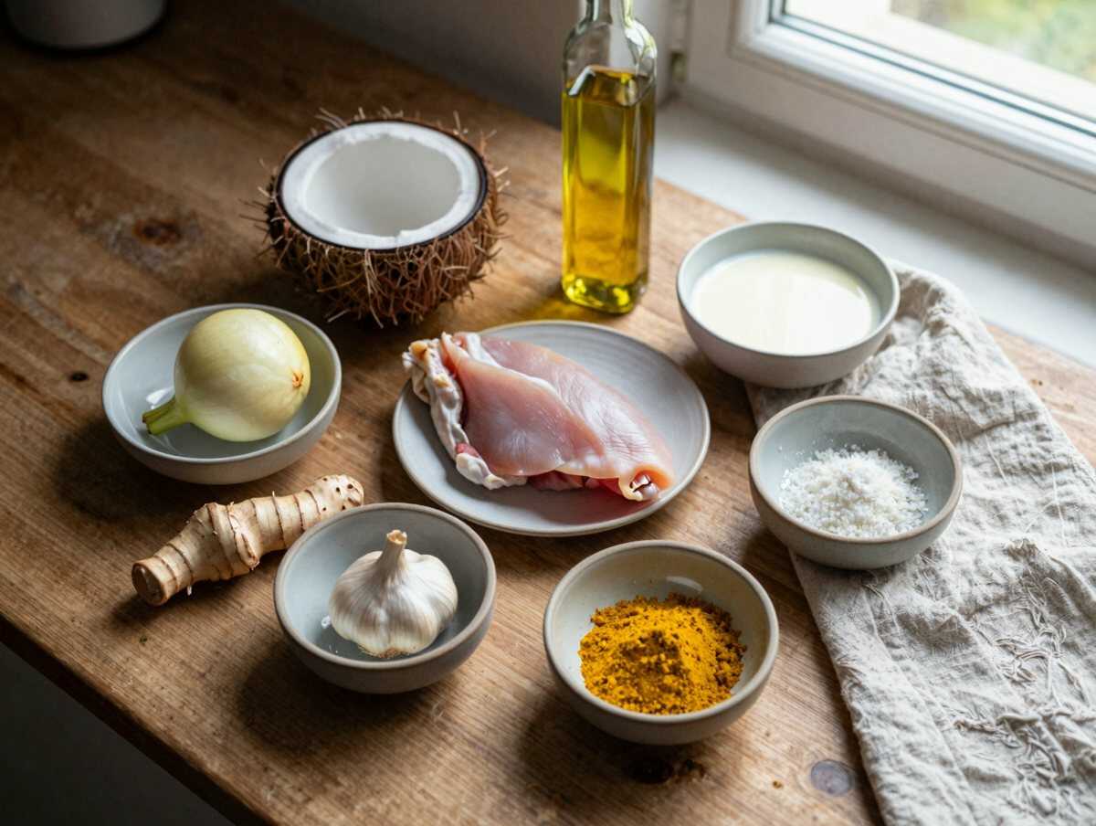 Gli ingredienti per Curry di Pollo Light al Latte di Cocco