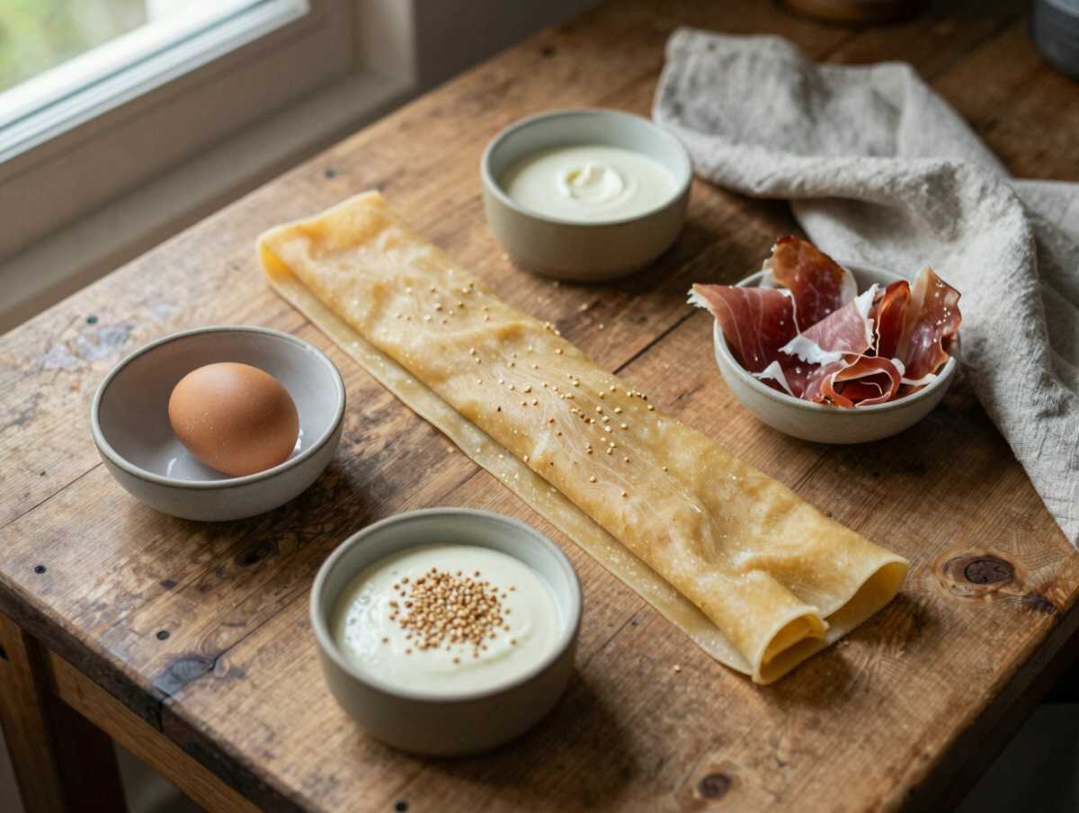 Gli ingredienti per Danubio di pasta sfoglia con cotto e fontina, l’antipasto furbo per l’apericena con gli amici