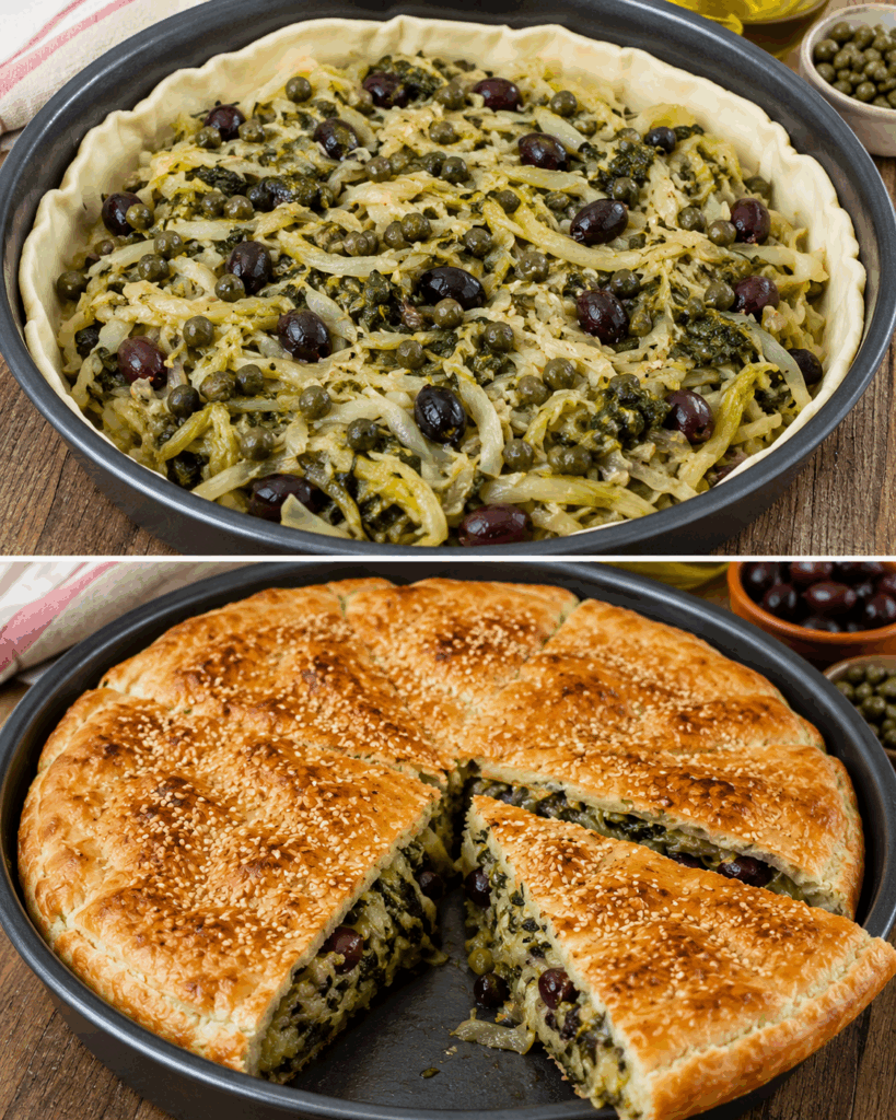 Pizza di Scarola con Olive e Capperi – Campania