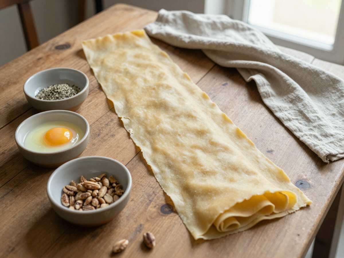 Gli ingredienti per Fagottini di sfoglia con gorgonzola e noci, la ricetta della nonna che non trovi sui libri